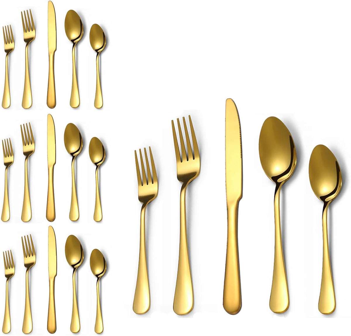 Lazycorner 20 Pcs Gold Silverware Set for 4, Food Grade Stainless Steel Flatware Set Include