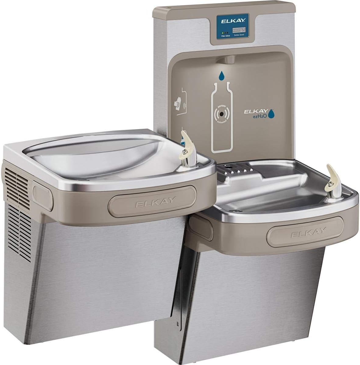 Elkay LZSTL8WSSP Enhanced Bottle Filler & Bi-Level ADA Cooler Refrigerated Stainless High Capacity