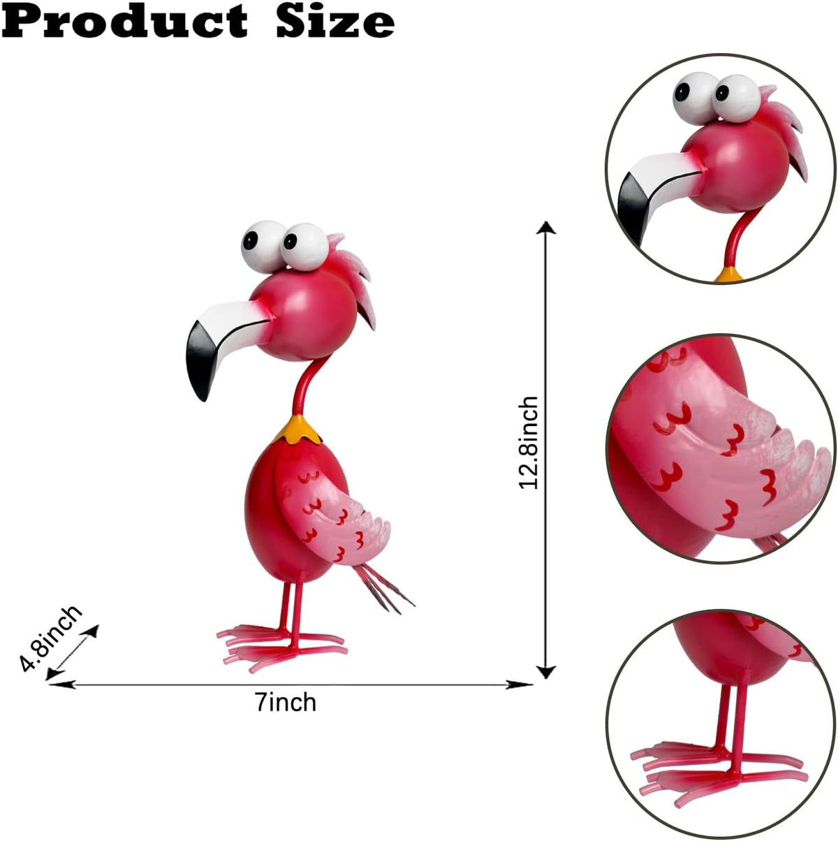 Kircust Flamingo Decor Yard Decorations Outdoor Garden Statue Outside Metal Bird Courtyard Art Pink