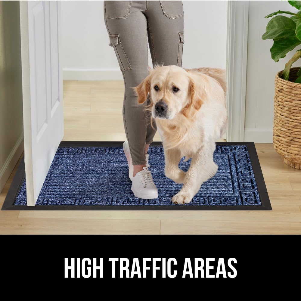 GORILLA GRIP 100% Waterproof All-Season WeatherMax Doormat 35x23, US Designed Natural Rubber, Stain