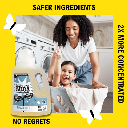 Molly's Suds Liquid Laundry Detergent | Clean Laundry Detergent Soap for Sensitive Skin | 2x