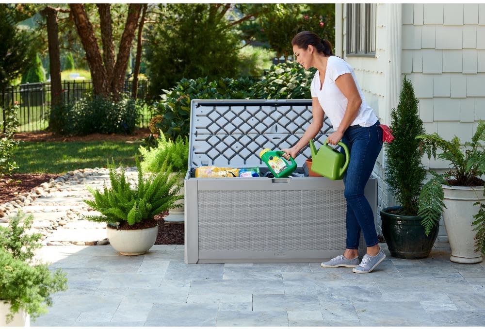 Rubbermaid Extra Large Resin Outdoor Storage Deck Box (134 Gal), Weather Resistant, Gray, Deck