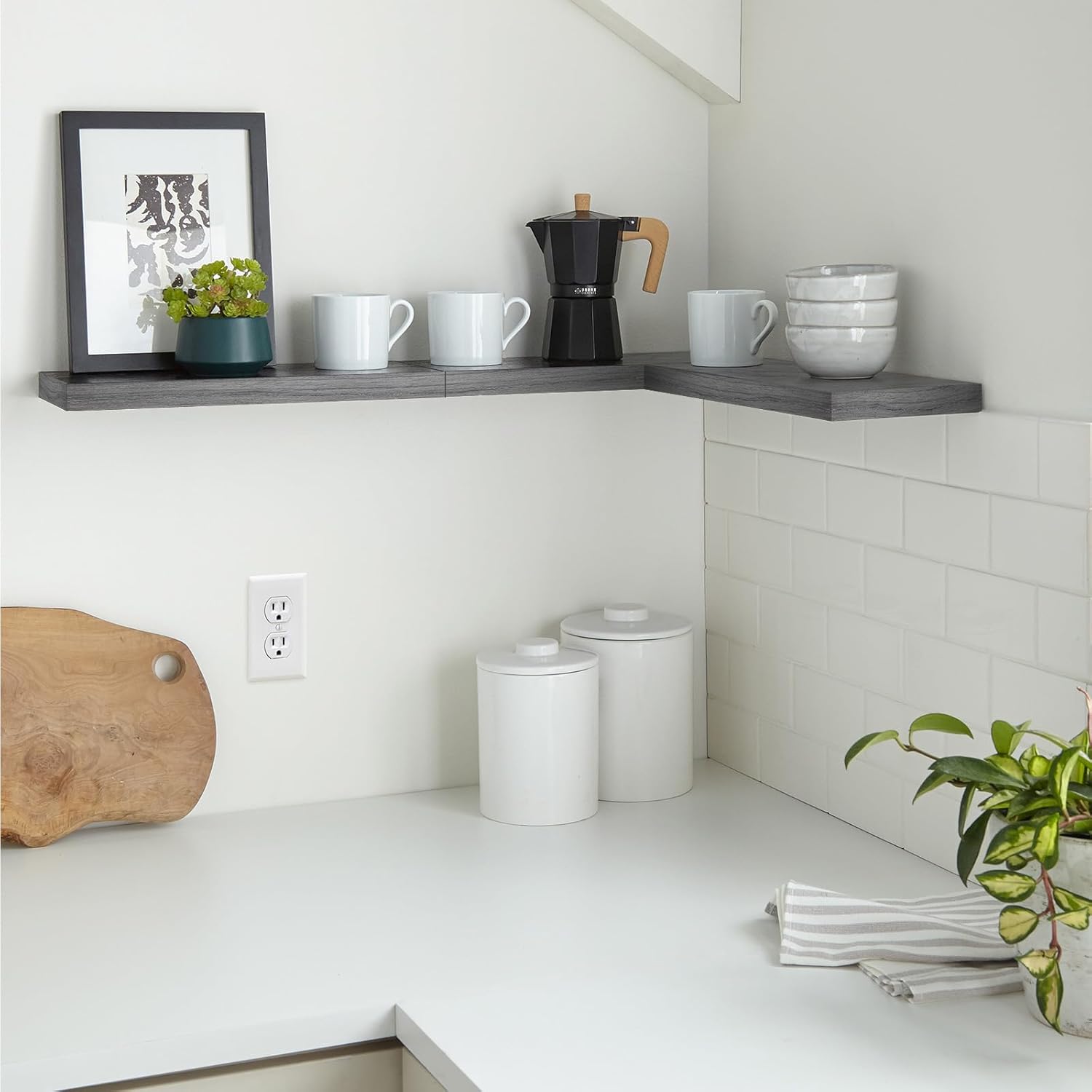 BAYKA Floating Shelves for Wall, Wall Mounted Rustic Wood Shelves for Bathroom, Bedroom, Living