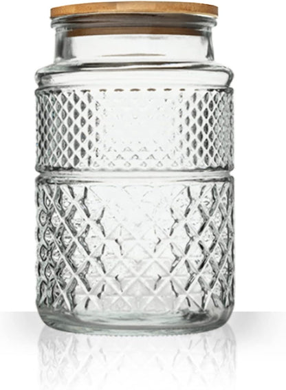 Large Glass Storage Jar, 60 FL OZ Glass Food Storage Containers with Bamboo Lid, Kitchen Containers