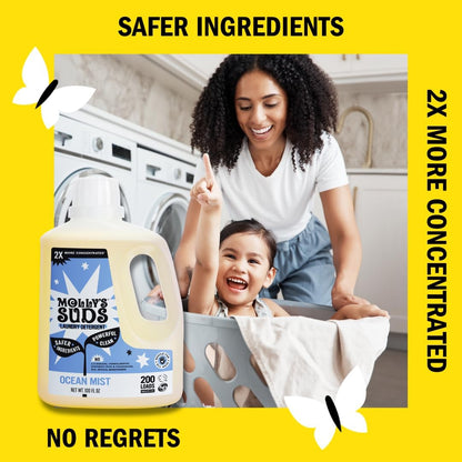 Molly's Suds Liquid Laundry Detergent | Clean Laundry Detergent Soap for Sensitive Skin | 2x