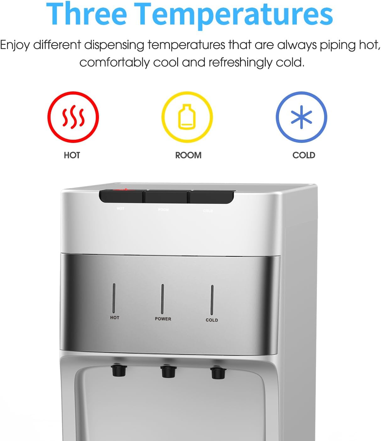 Self Cleaning Bottleless Water Cooler Dispenser with 4 Stage Water Filter 3 Temperature Settings