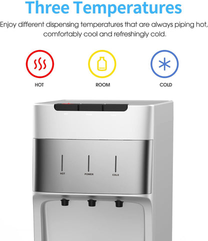 Self Cleaning Bottleless Water Cooler Dispenser with 4 Stage Water Filter 3 Temperature Settings