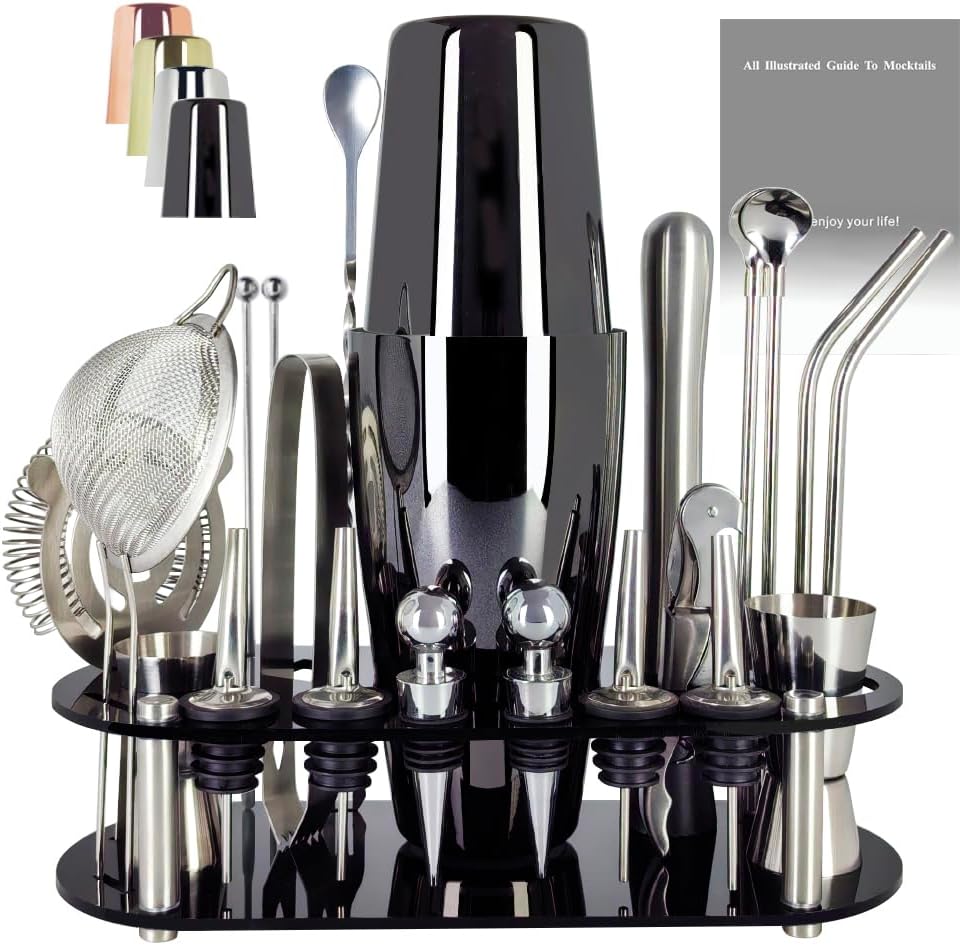 22-Piece Cocktail Shaker Set, 25/20oz Bartender Kit, Bartending Stainless Steel Bar Tools Sets for
