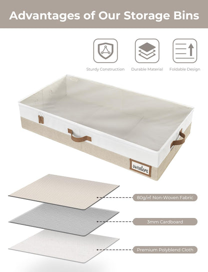 StorageWorks Large Under Bed Storage Containers with Handles and Label Holder, 2 Pack Ultra-thick