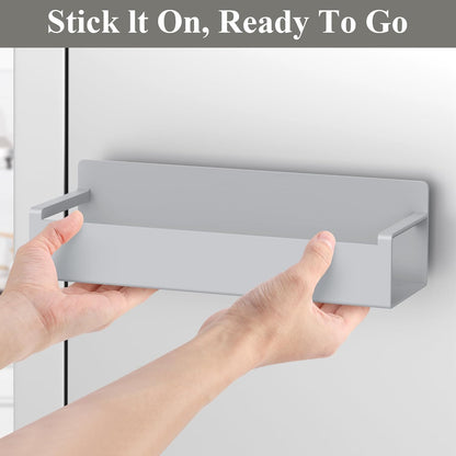 4 Pack Magnetic Spice Rack Organizer for Refrigerator and Oven, Light Gray Fridge Organizers and