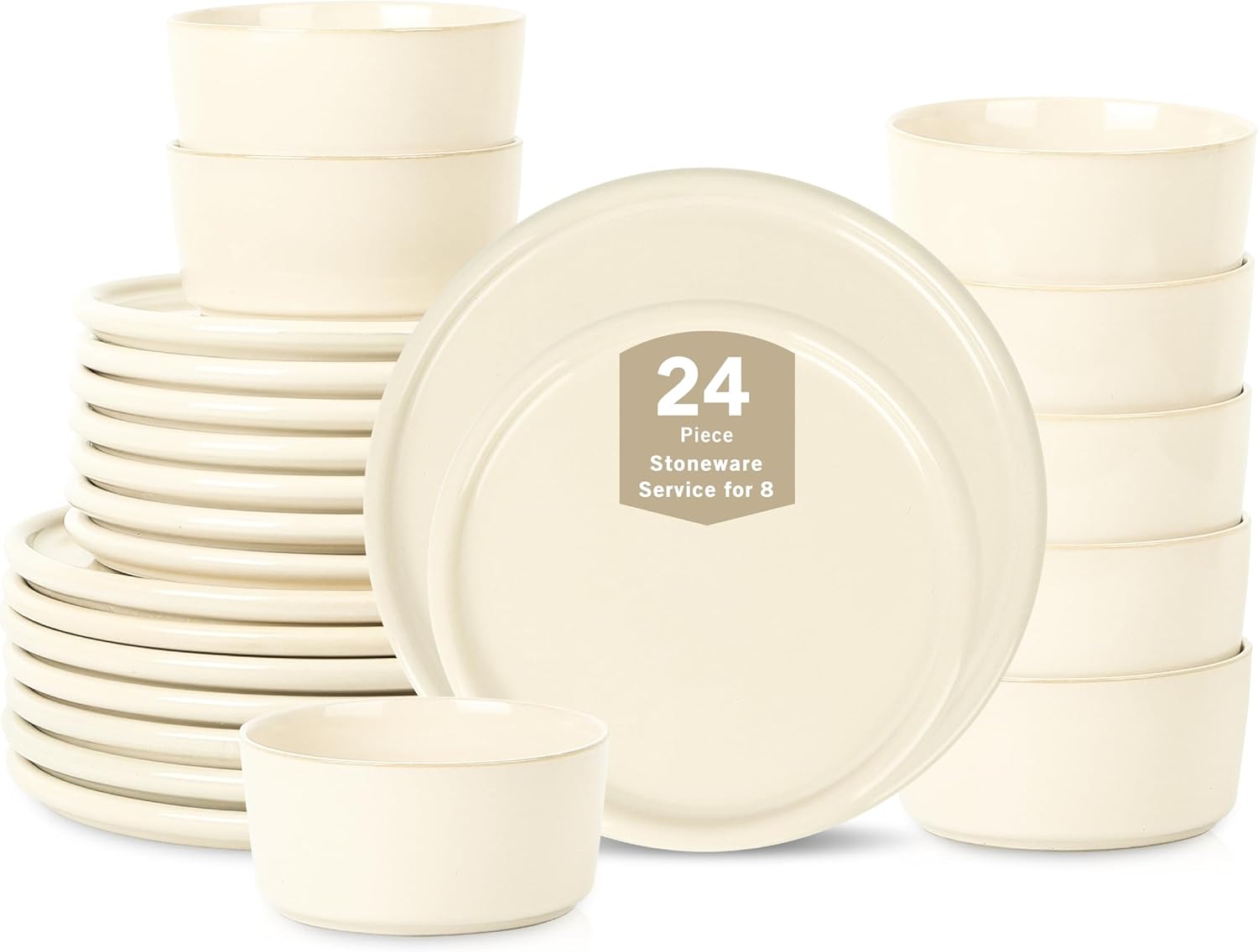 Stone Lain Eden 24-Piece Dinnerware Set Stoneware, Plates and Bowls Set, Dishwasher and Microwave