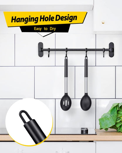 Pack of 2 Large Silicone Cooking Spoons,Non Stick Solid Basting Spoon,Heat-Resistant Kitchen