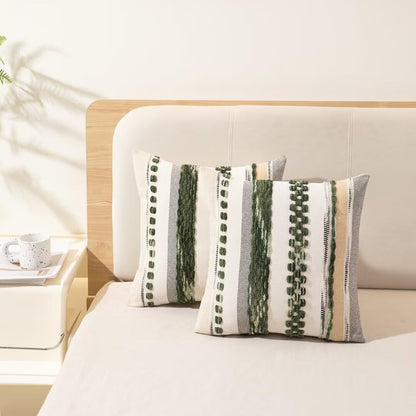Boho Throw Pillow Covers 18x18 Set of 2 Christmas Decorative Cushion Case Striped Square Pillows
