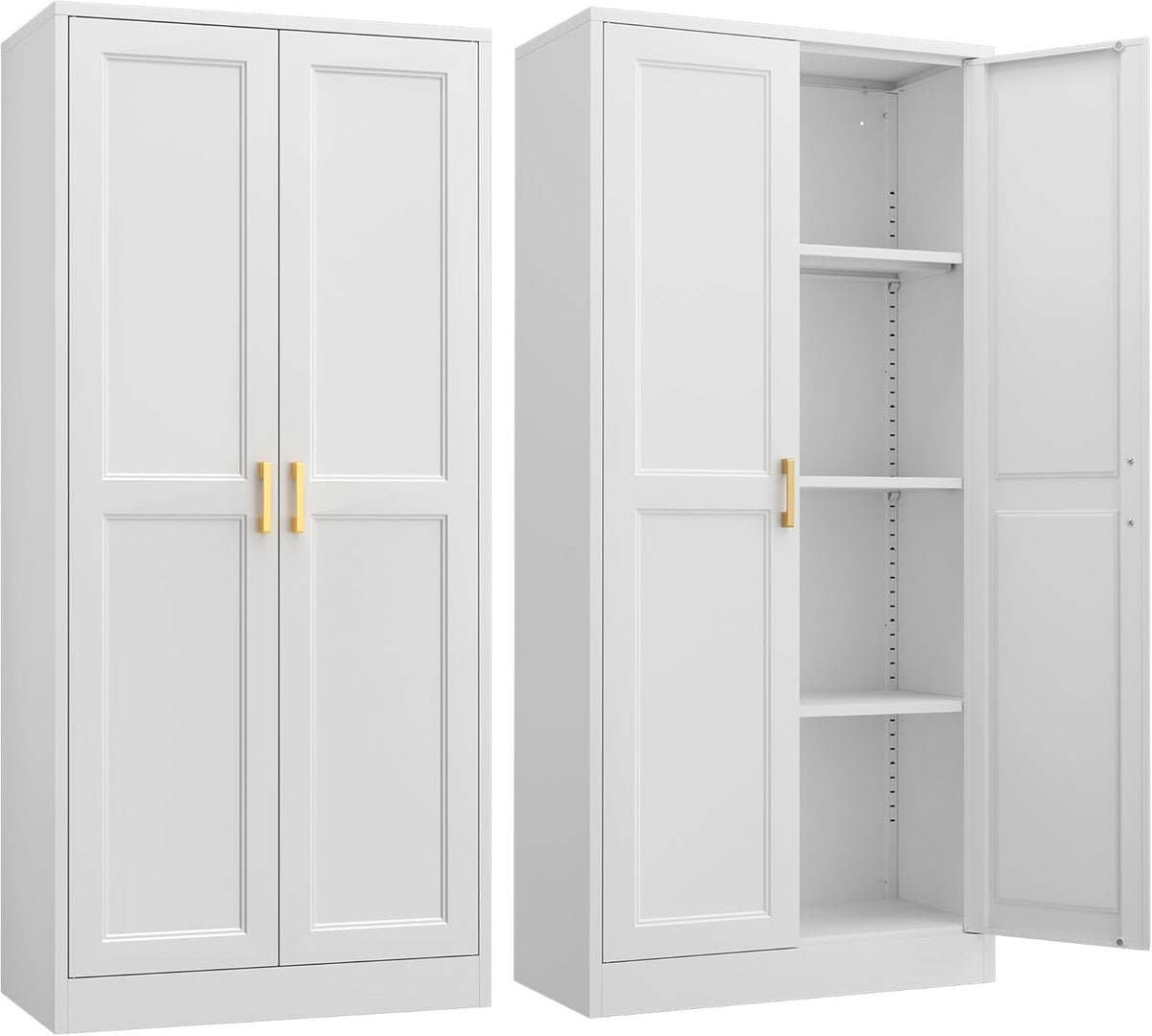Kitchen Cabinet Storage,60”Metal Pantry Cabinet with Doors and 3 Adjustable Shelves,Food Pantry