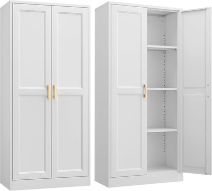 Kitchen Cabinet Storage,60”Metal Pantry Cabinet with Doors and 3 Adjustable Shelves,Food Pantry