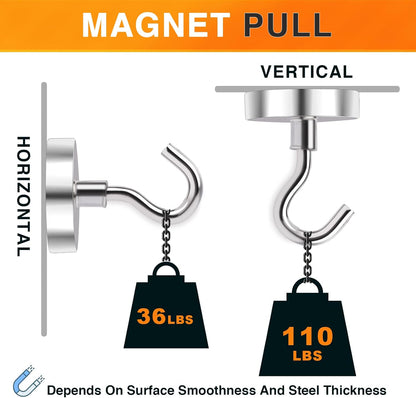 MIKEDE Strong Magnetic Hooks, 110Lbs Heavy Duty Magnetic Hooks for Cruise Cabin, Neodymium Earth