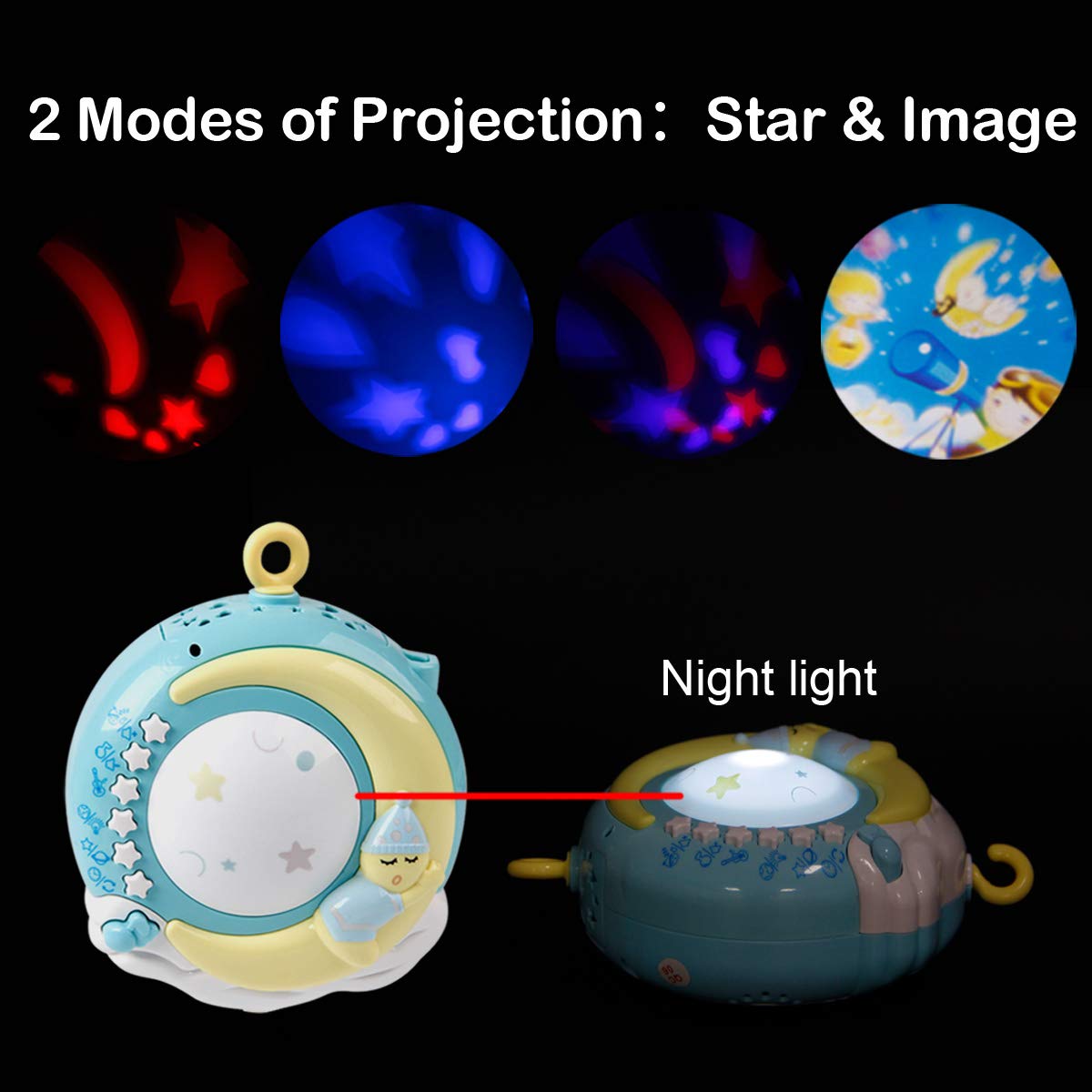 Mini Tudou Baby Musical Mobile Crib with Music and Lights, Timing Function, Projection, Take-Along