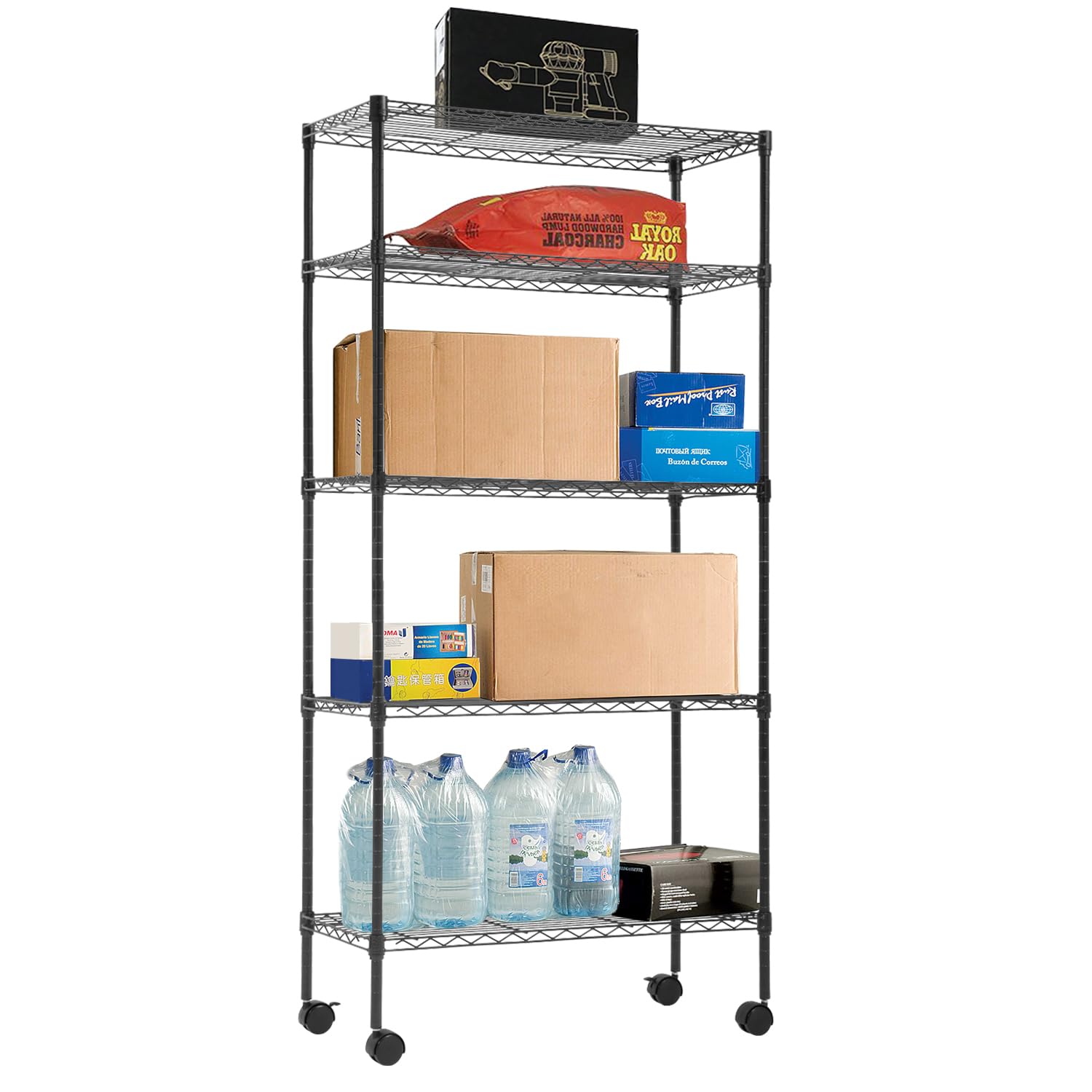 BestOffice 14"x30"x60" Commercial Storage Shelves Heavy Duty Shelving 5 Tier Layer Wire Shelving