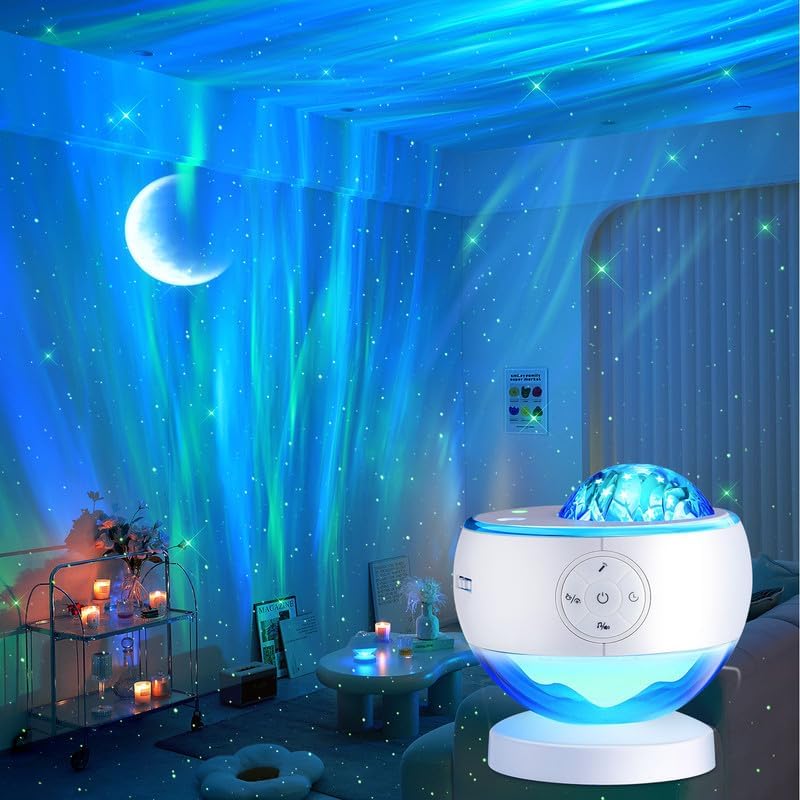 One Fire Northern Lights Projector,16Color Galaxy Projector for Bedroom, 15 White Noise Galaxy