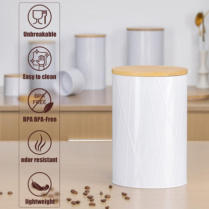 White Canister Sets for Kitchen Counter, Kitchen Canisters Set of 6, Flour and Sugar Containers