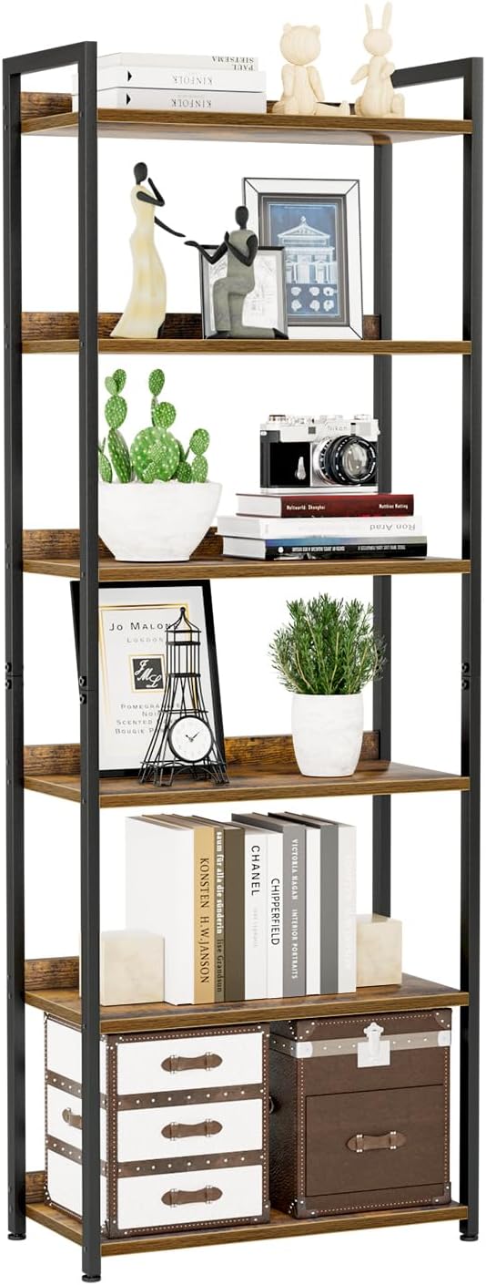 NUMENN Bookshelf, 6 Tier Bookshelves, Home Office Bookcase Shelf Storage Organizer, Free Standing