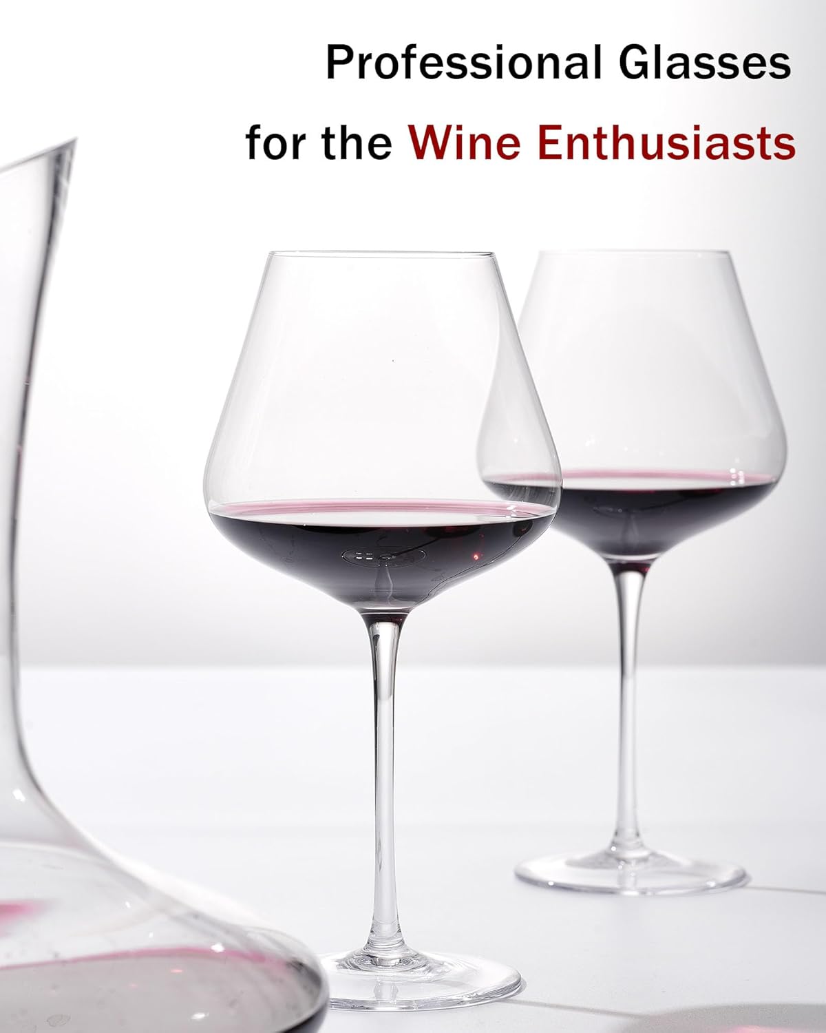 JBHO Set of 4-21 Ounce Hand Blown Italian Style Crystal Burgundy Wine Glasses - Lead-Free Premium