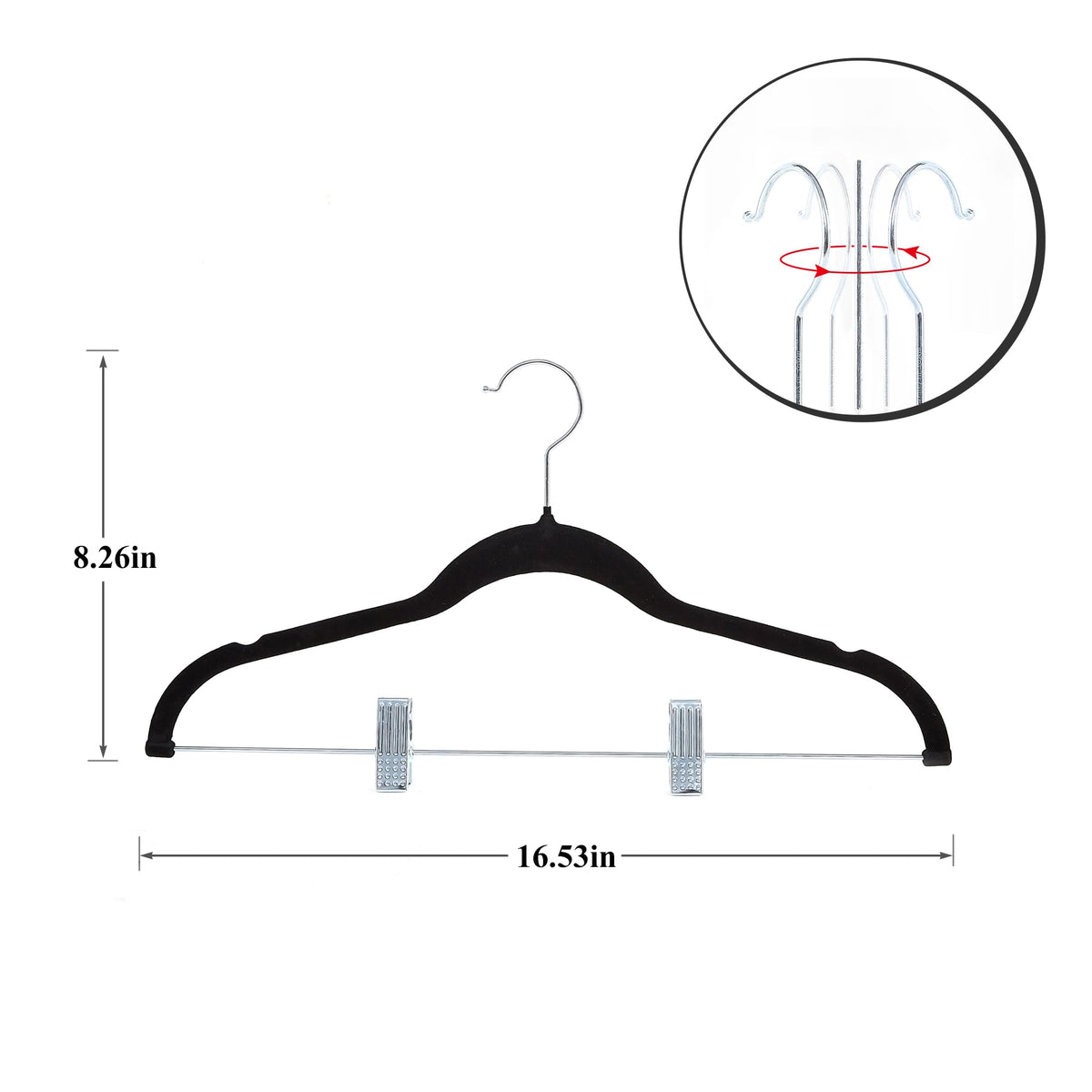 VECELO 20 Pack Velvet Clothes Hangers with Adjustable Clips,Heavy-Duty Non Slip & Space-Saving with