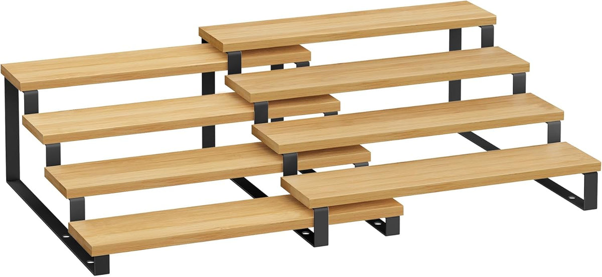SONGMICS Display Risers, Set of 2 Engineered Wood Perfume Organizer Stand, 4-Tier Cupcake Stand