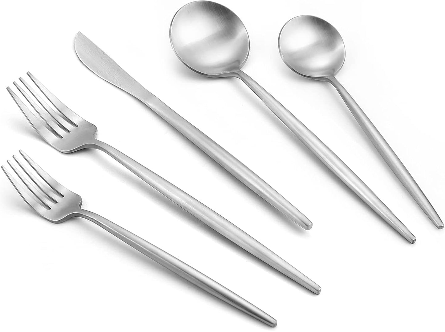 Matte Satin Finish Silverware Set, 40-Piece Tableware Cutlery Set, Utensils Set Service for 8