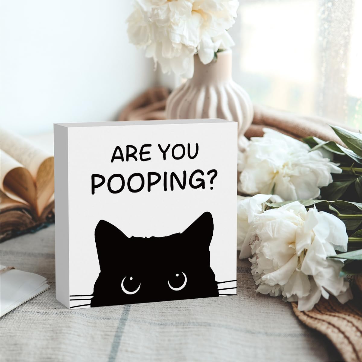 Funny Bathroom Decor Are You Pooping Cat Sign Funny Bathroom Toilet Table Decoration Funny Cat