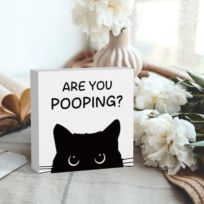Funny Bathroom Decor Are You Pooping Cat Sign Funny Bathroom Toilet Table Decoration Funny Cat