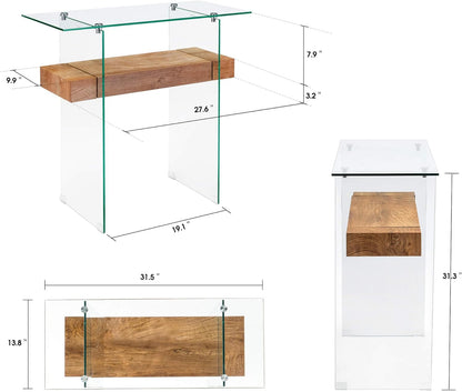 ivinta Glass Console Table with Storage, 31.5'' Modern Narrow Entryway Table for Small Space with