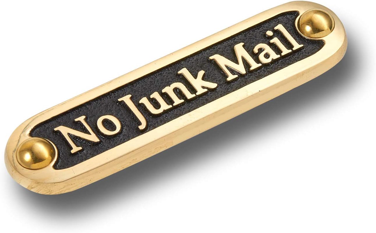 No Junk Mail Metal Brass Door Sign. Traditional Style Home Décor Wall Plaque Handmade By The Metal
