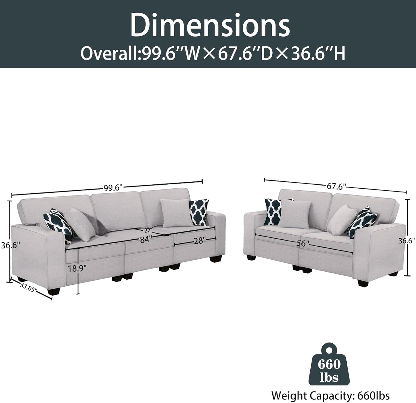 L Lengend Vansen Modular Sectional Sofa U Shaped Couch with Ottoman Modern Reversible Corner