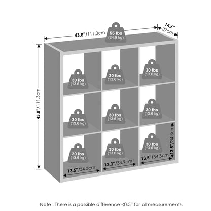 Furinno Simple 9-Cube Storage Organizer, Display Shelf, White