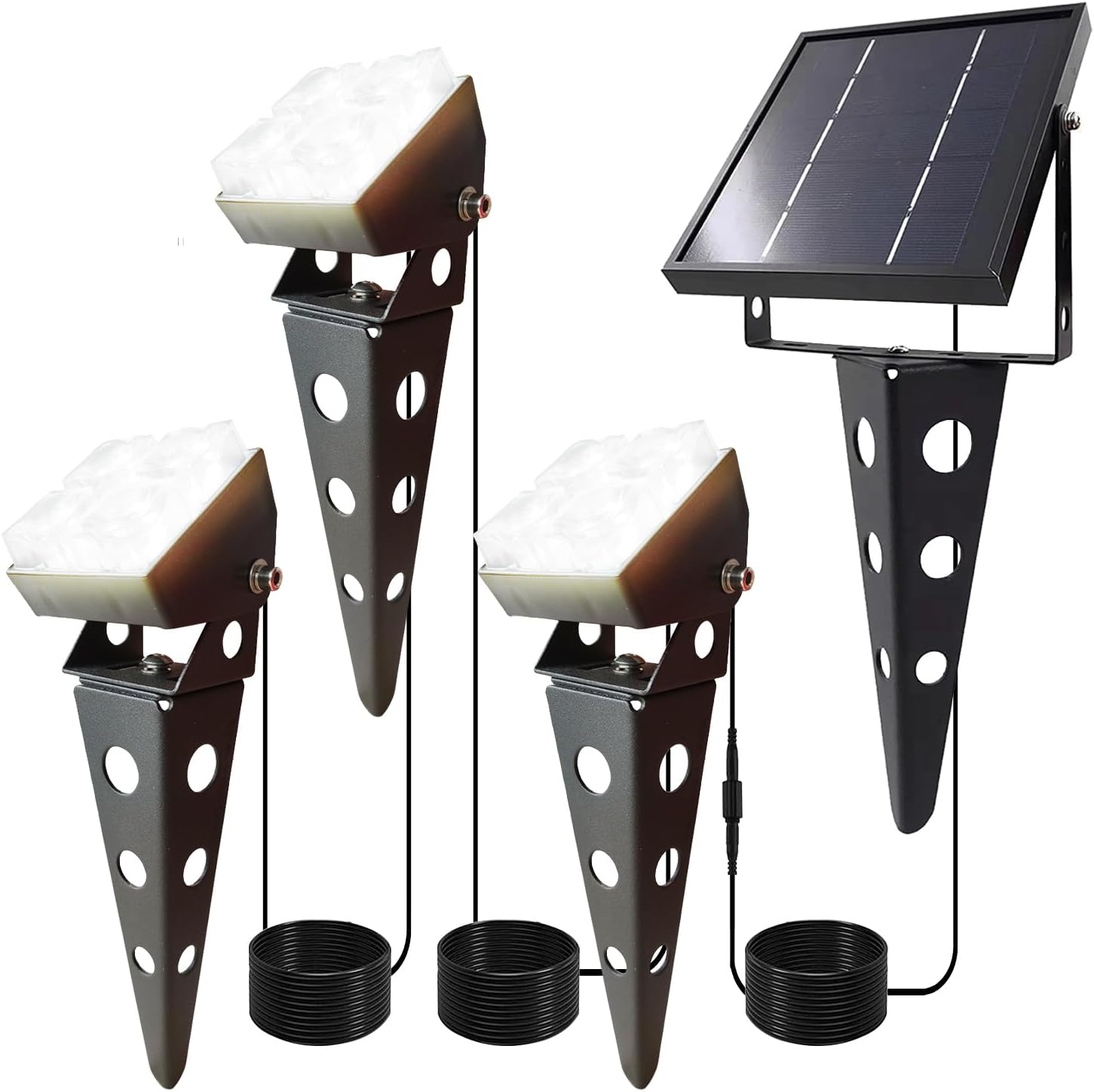 Solar Spot Lights Outdoor Waterproof IP65 Landscape Spotlights with Metal Stake 42ft Cable 3-in-1