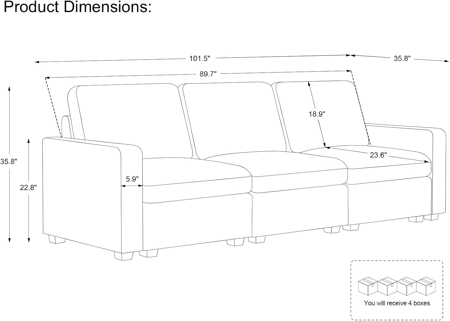 Belffin Modular Sectional Sofa with Storage Ottoman, Oversized Cloud Couch Sectional with Extra