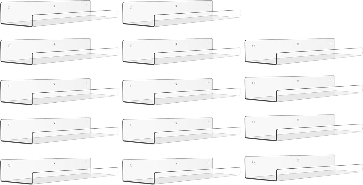 upsimples 14 Pack Acrylic Shelves Wall Organizer and Storage, 15" Display Shelf for Figure, Toy