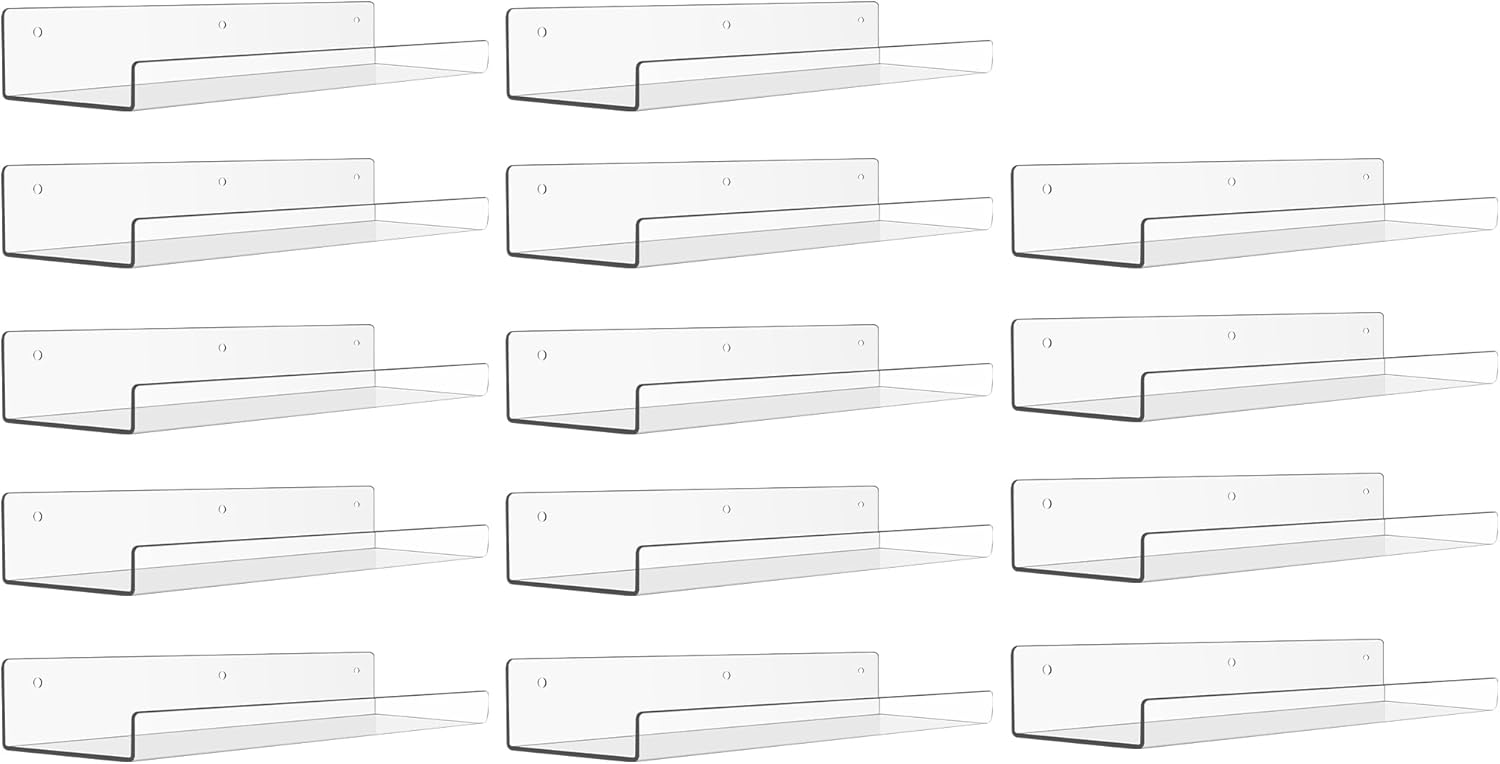upsimples 14 Pack Acrylic Shelves Wall Organizer and Storage, 15" Display Shelf for Figure, Toy