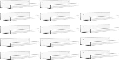 upsimples 14 Pack Acrylic Shelves Wall Organizer and Storage, 15" Display Shelf for Figure, Toy