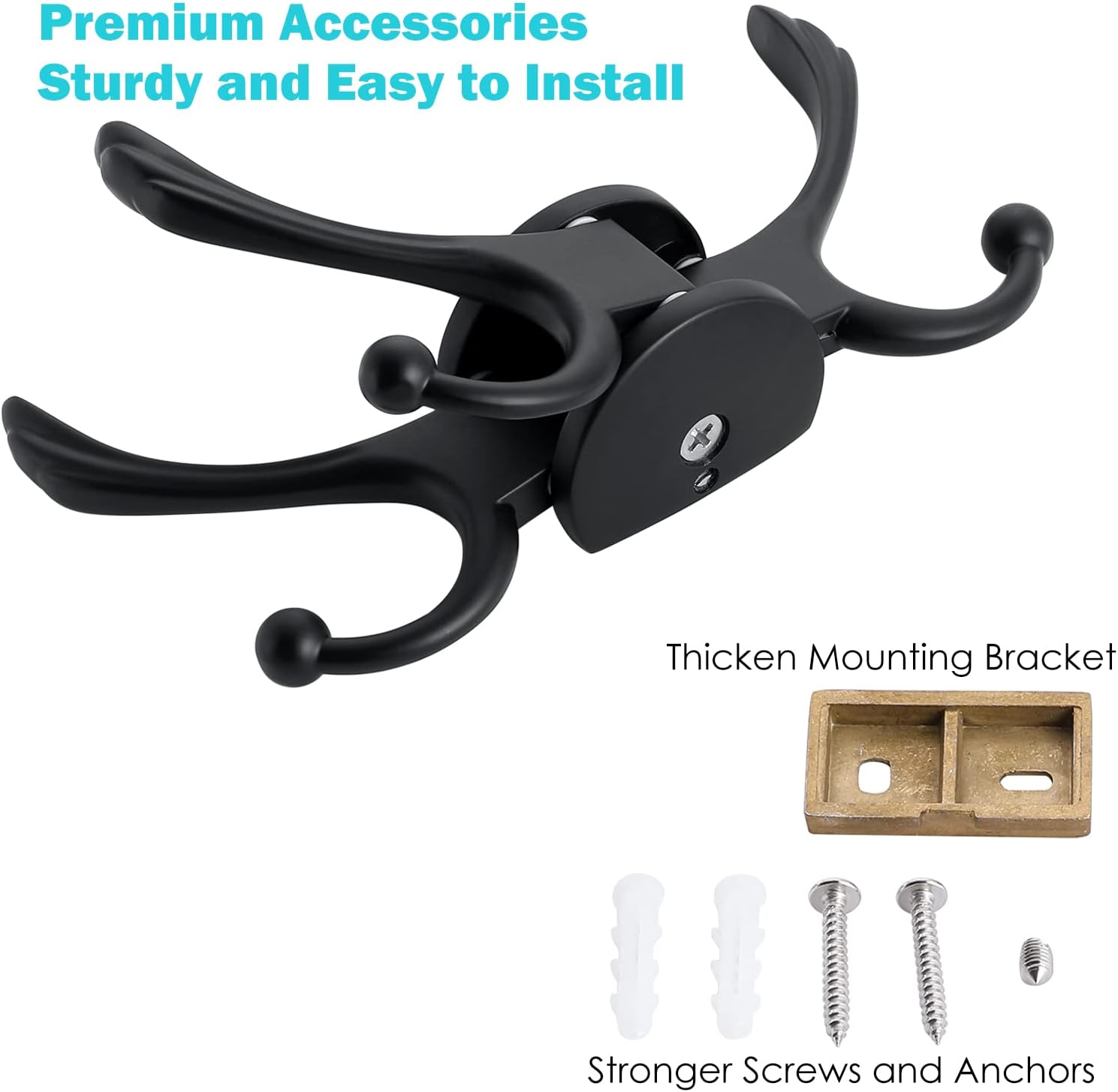 Swivel Coat Hook 2 Pack Heavy Duty Space Saving Towel Rope Hook Wall Mount Triple Swing Arms for RV
