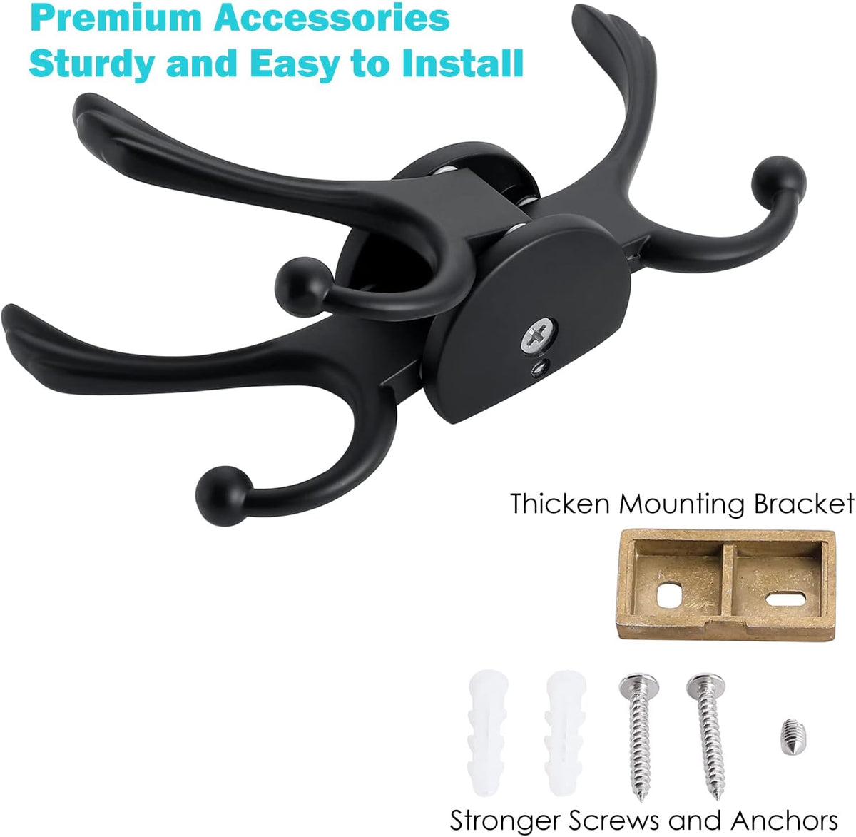 Heavy Duty Swivel Coat Hook Space Saving Towel Rope Hook Wall Mount Triple Swing Arms for RV