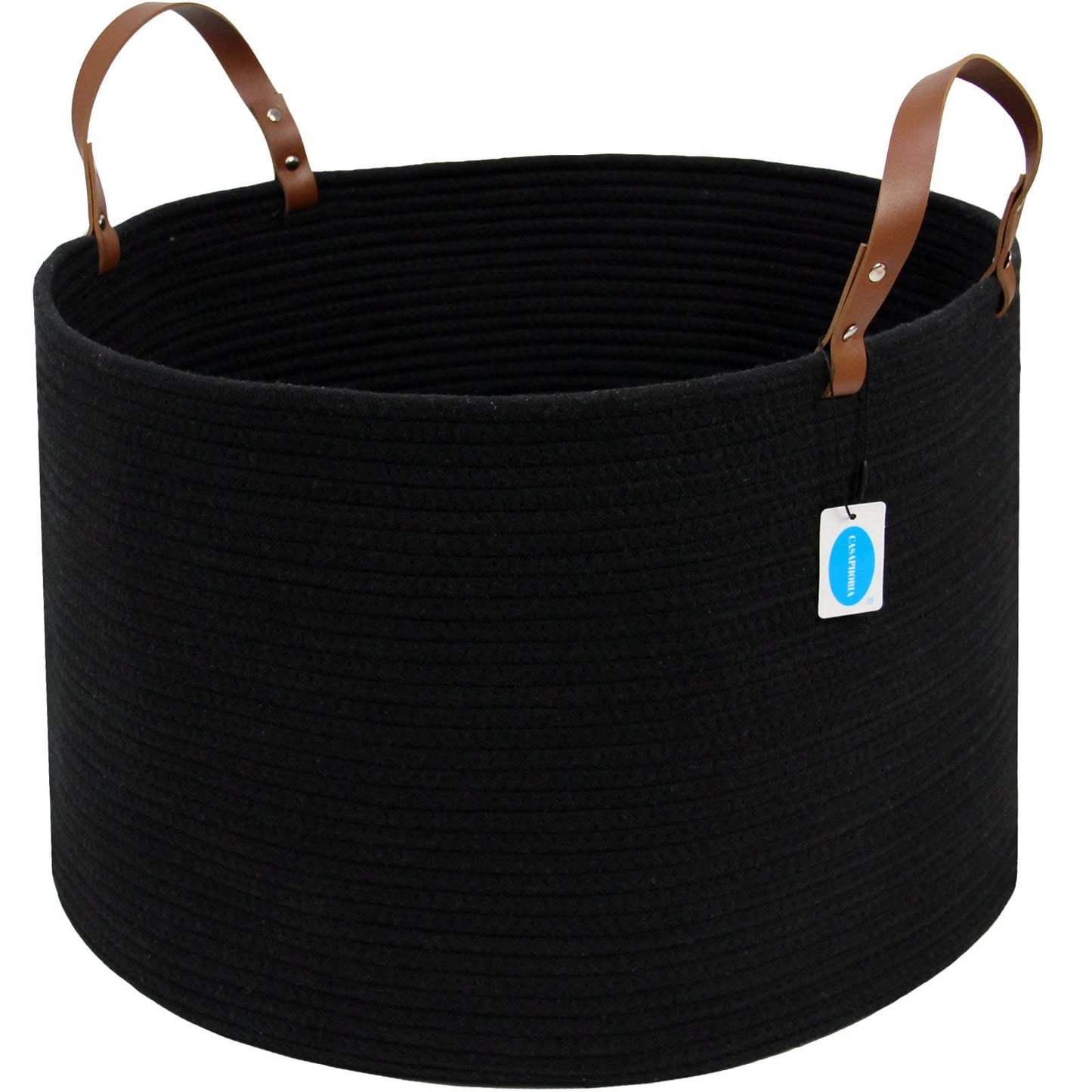 Casaphoria XXXLarge Cotton Rope Basket for Living Room - Woven Storage Basket with long Handle for