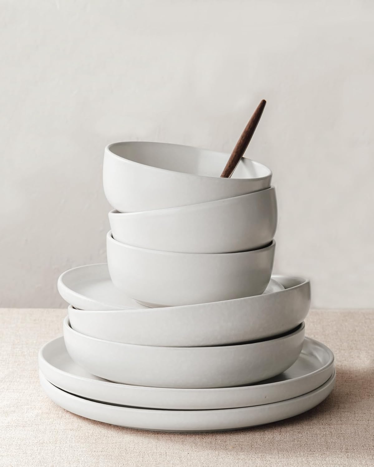 Famiware Milkyway Stoneware Dinnerware Sets with Pasta Bowls, Service for 4 (16 Pieces), Reactive