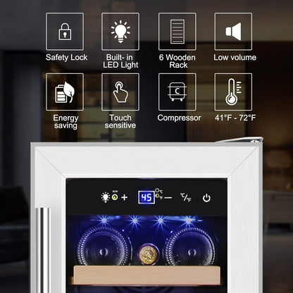 Tylza 12" Wine Cooler Refrigerator 18 Bottle Capacity, Compact Freezerless, Temperature Stability