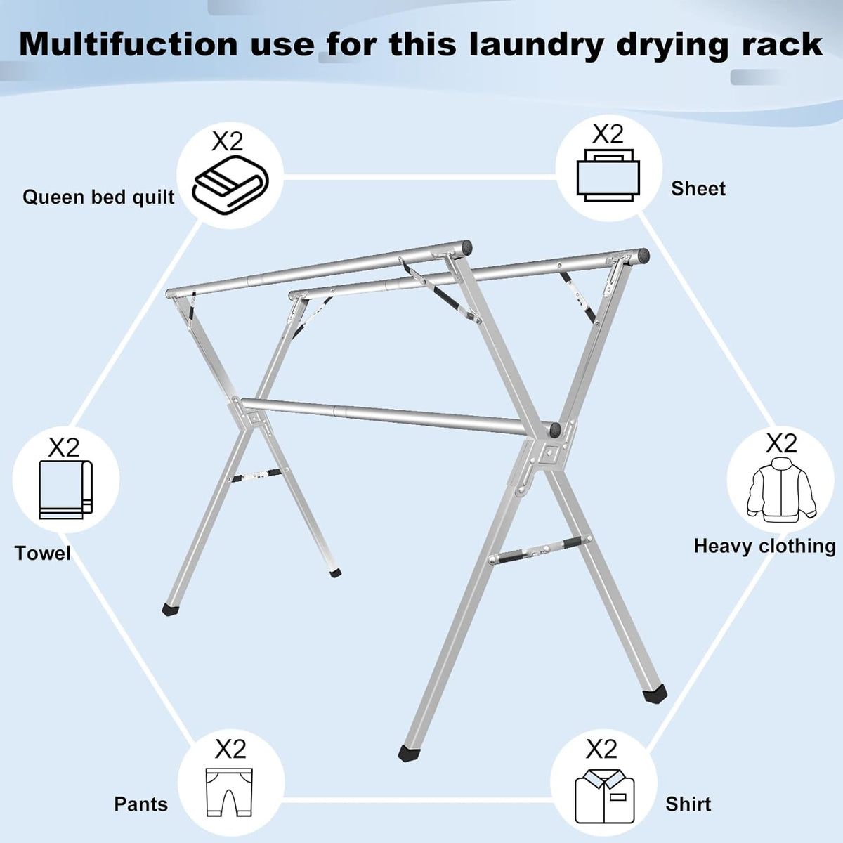Sarahipe Sillars Clothes Drying Rack, 94.5 inches Laundry Drying Rack Clothing Foldable &