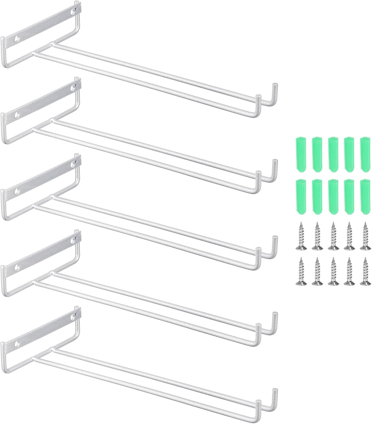 uxcell 5Pcs Wine Glass Rack, 10.43 Inch Iron Wine Glasses Rack Under Cabinet Stemware Rack - Wall