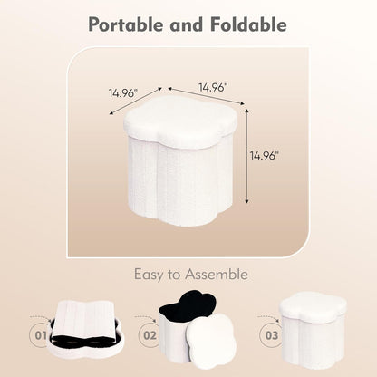B FSOBEIIALEO Storage Ottoman Cube, Flowers Shaped Ottomans with Storage Foot Stool Footrest