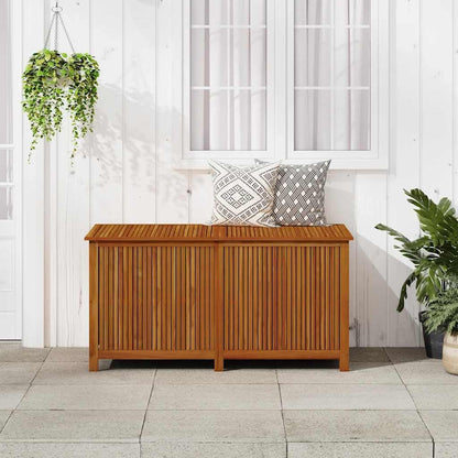 vidaXL Wooden Outdoor Storage Box with Gas-Lift Lid – Patio Deck Chest with Zippered Waterproof Bag