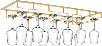 Xverycan Wine Glass Rack Under Cabinet, 6 Row Extreme Large Stemware Hanger, Metal Wine Goblet